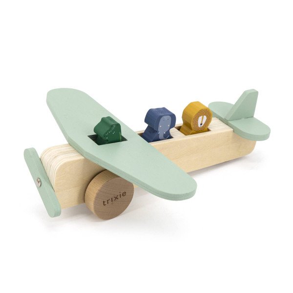 AVION CON PERSONAJES DE MADERA TRIXIE