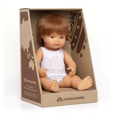 MUÑECO BEBE 38 CM. PELIRROJO MINILAND