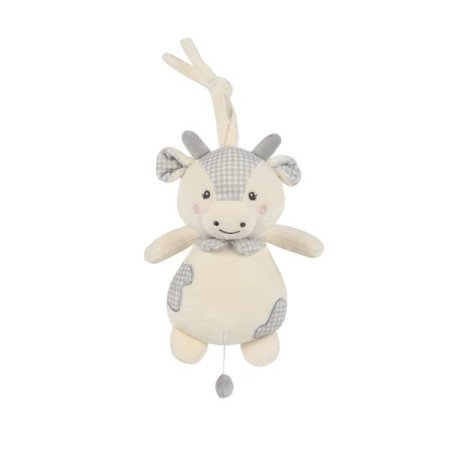 PELUCHE MUSICAL VACA LITTLE BLOOM GRIS