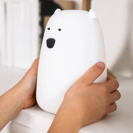 LAMPARA DE SILICONA OSO BLANCO CON CONTROL REMOTO