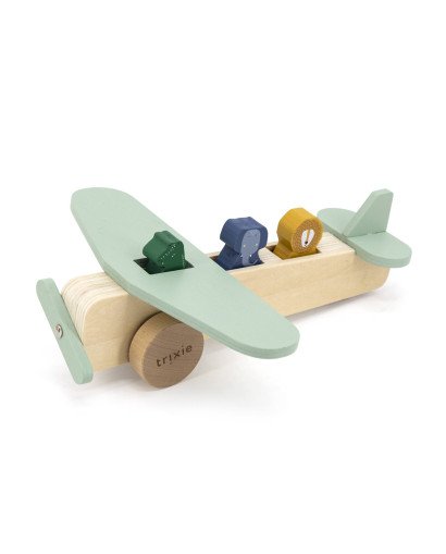 AVION CON PERSONAJES DE MADERA TRIXIE