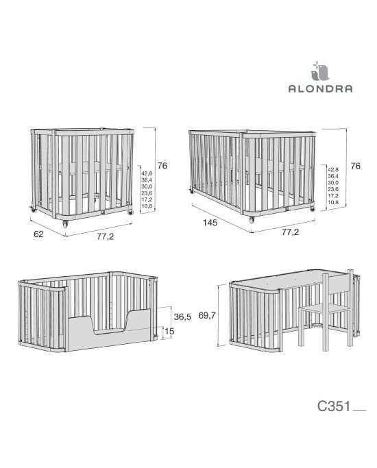 MINICUNA Y CUNA CREAPLUS TRE ALONDRA MINICUNA Y CUNA CREAPLUS TRE ALONDRA