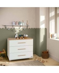 COMODA MICUNA 3 CAJONES BLANCO/MADERA CP1972