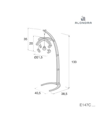 SOPORTE CON MOVIL DE CUNA DE MADERA ALONDRA