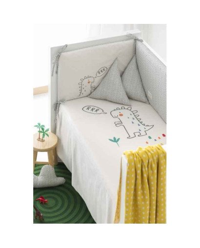 COLCHA + PROTECTOR CUNA 60 DINOS BIMBIDREAMS
