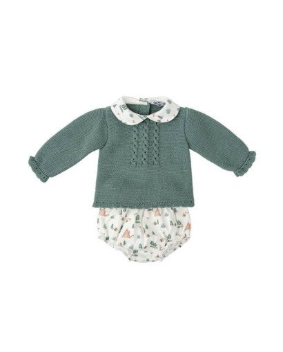 CONJUNTO BEBE PUNTO RANITA CON CAPOTA BABIDU