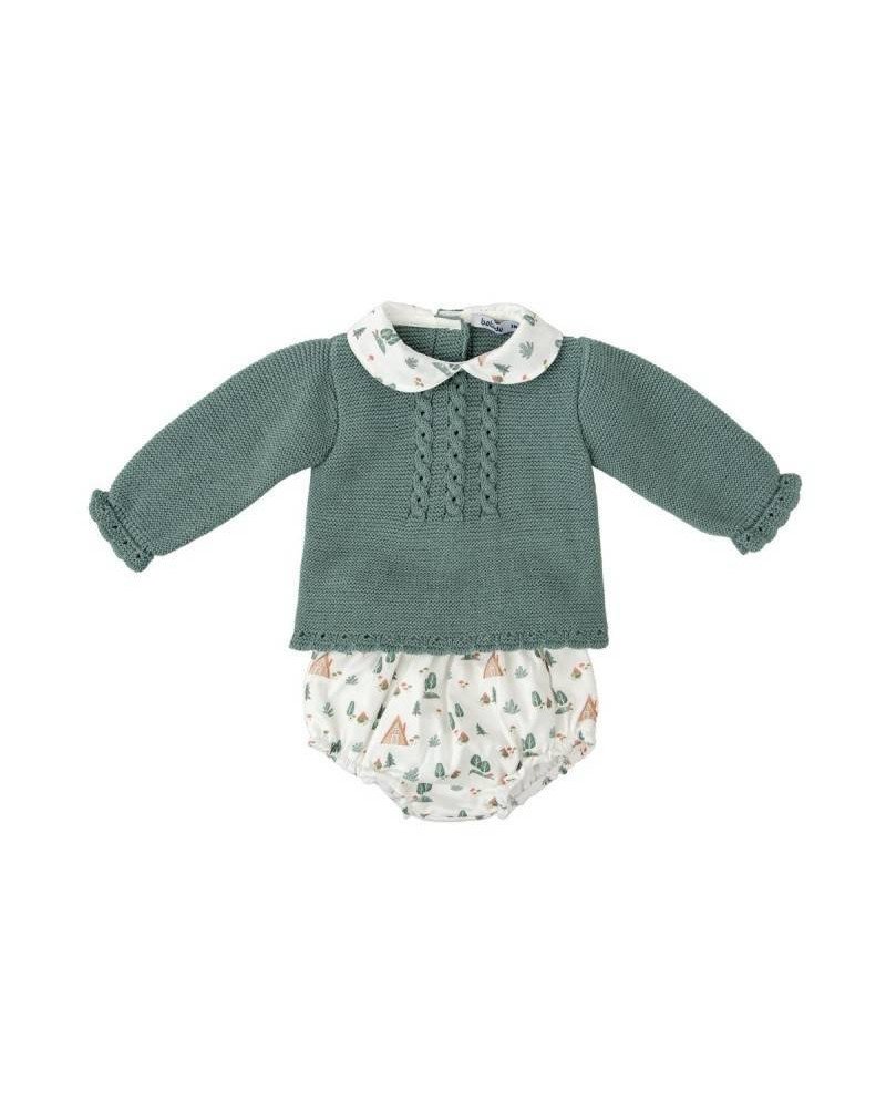 CONJUNTO BEBE PUNTO RANITA CON CAPOTA BABIDU