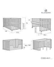 CUNA CAMA CREAPLUS2 70X140 ALONDRA