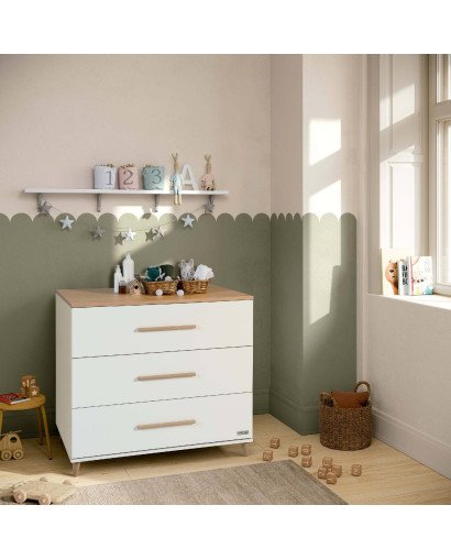 COMODA MICUNA 3 CAJONES BLANCO/MADERA CP1972