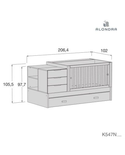 CONVERTIBLE SERO LOFT ERBA CON CAMA NIDO Y TAPA TRASERA ALONDRA