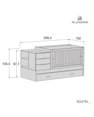 CONVERTIBLE SERO LOFT ERBA CON CAMA NIDO Y TAPA TRASERA ALONDRA