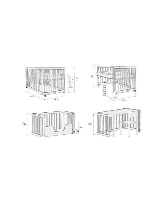 CUNA CAMA CREA DUE2 140X70 ALONDRA