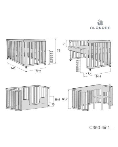 CUNA CAMA CREAPLUS2 70X140 ALONDRA