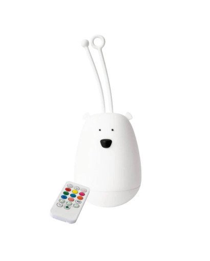 LAMPARA DE SILICONA OSO BLANCO CON COLGADOR Y CONTROL REMOTO