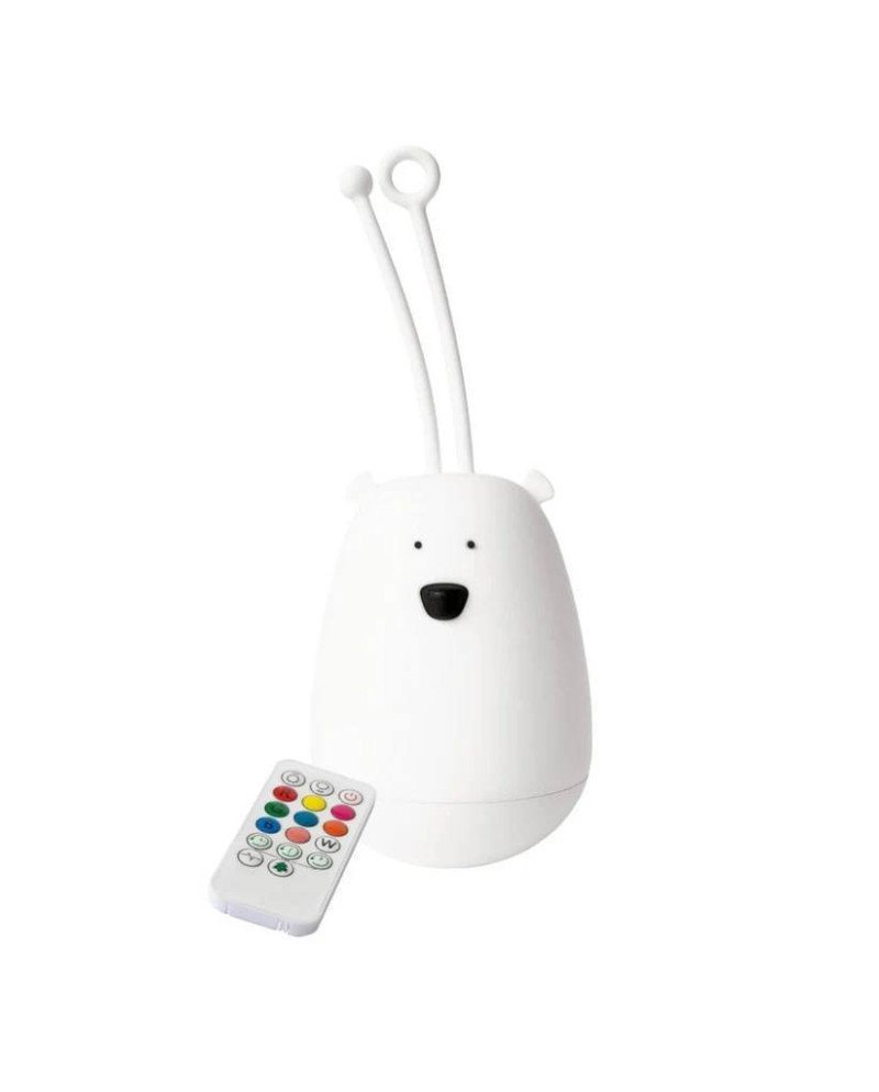 LAMPARA DE SILICONA OSO BLANCO CON COLGADOR Y CONTROL REMOTO