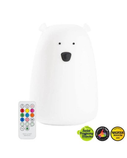 LAMPARA DE SILICONA OSO BLANCO CON CONTROL REMOTO