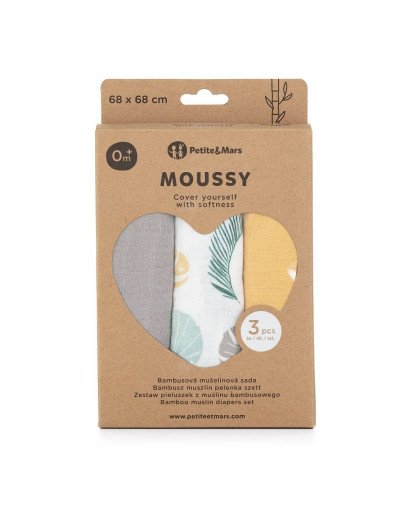 SET 3 MUSELINAS BAMBU 70x70 PETITE&MARS