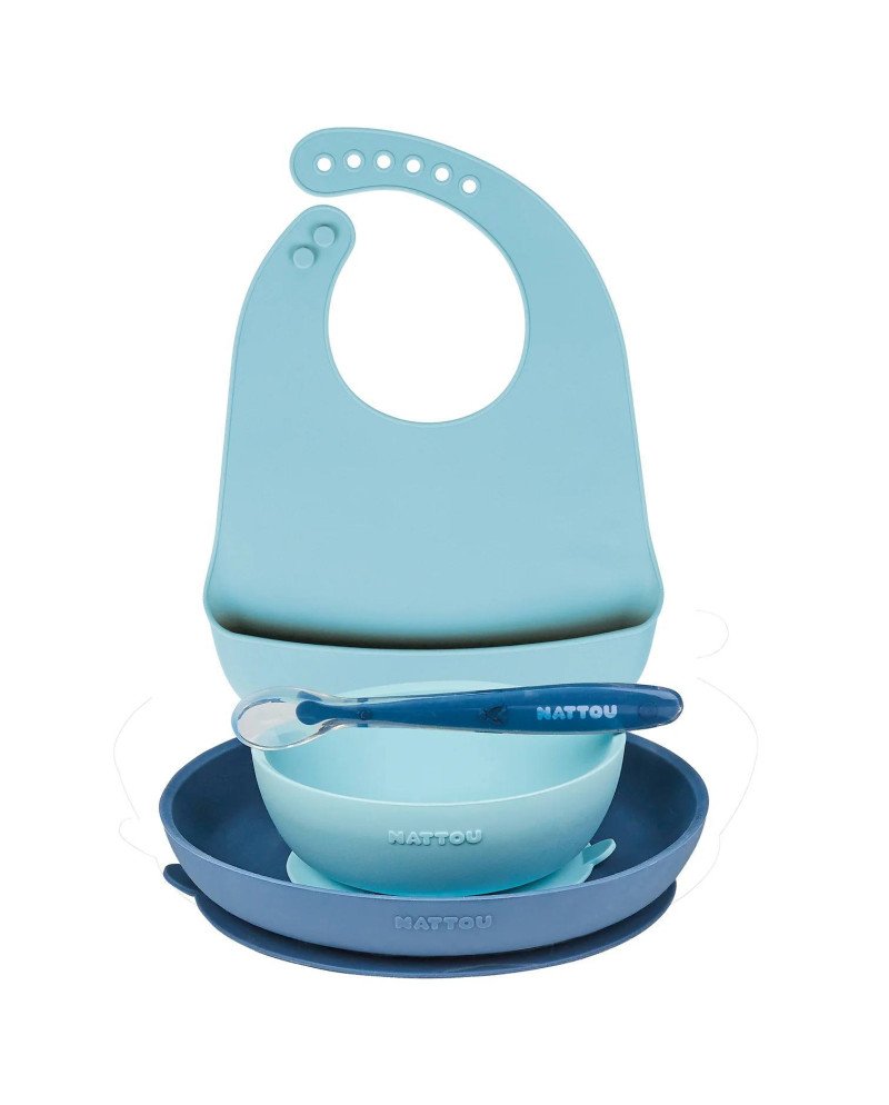 VAJILLA DINNER SET + BABERO SILICONA NATTOU