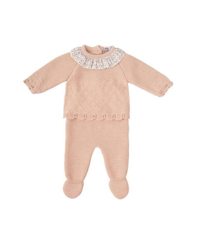 CONJUNTO BEBE PUNTO MANGA LARGA CON CAPOTA BABIDU