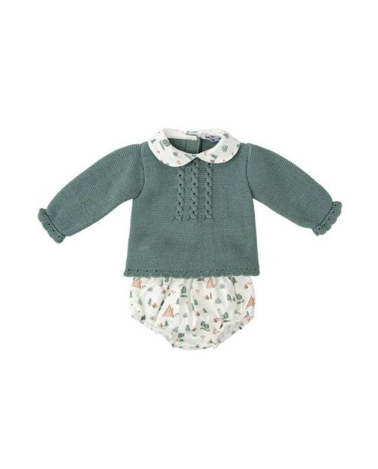 CONJUNTO BEBE PUNTO RANITA CON CAPOTA BABIDU