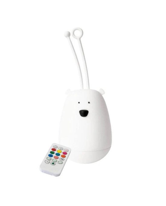 LAMPARA DE SILICONA OSO BLANCO CON COLGADOR Y CONTROL REMOTO