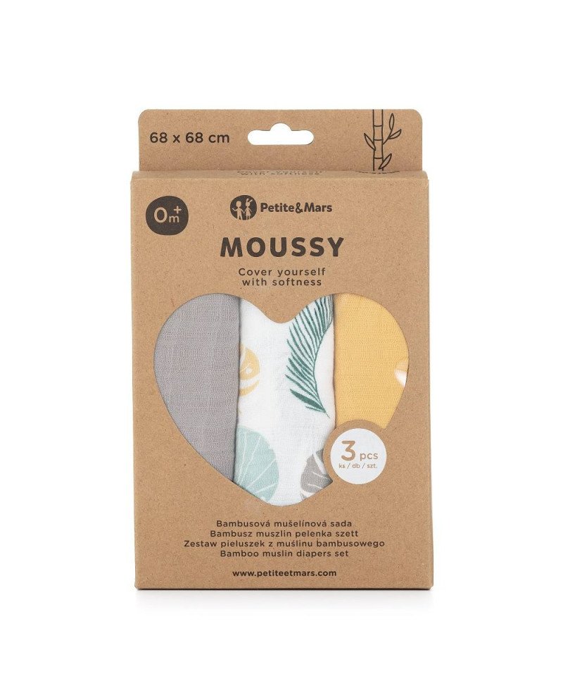 SET 3 MUSELINAS BAMBU 70x70 PETITE&MARS