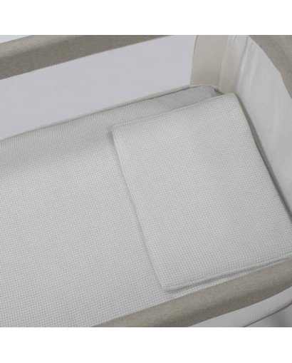 EDREDÓN + SÁBANA BAJERA + ALMOHADA CUNA 90X50 CM LITTLE BLOOM VICHY GRIS