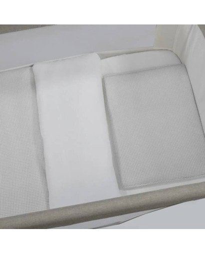 EDREDÓN + SÁBANA BAJERA + ALMOHADA CUNA 90X50 CM LITTLE BLOOM VICHY GRIS