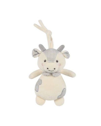 PELUCHE MUSICAL VACA LITTLE BLOOM GRIS