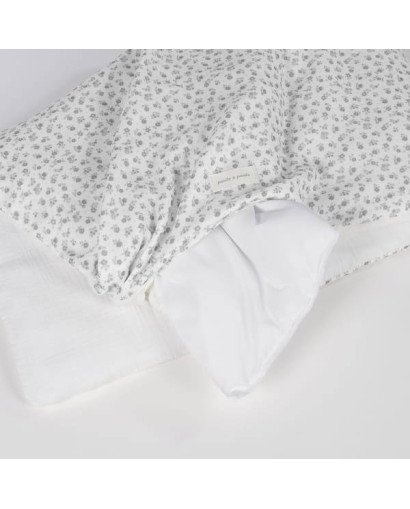 EDREDÓN + SÁBANA BAJERA + ALMOHADA CUNA 90X50 CM LITTLE BLOOM VICHY GRIS